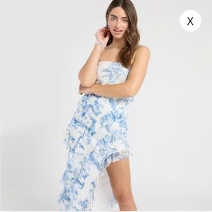 The Vintage Shop White & Blue Floral Ruffle Maxi Dress
